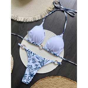 Conjunto de bikini deportivo para mujer, traje de baño de dos piezas, top acolchado push-up, parte inferior ajustable, perfecto para piscina o playa - Product Image 4