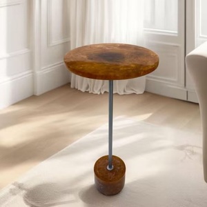 Mesa Auxiliar de Doble Material al por Mayor con Base de Resina Ámbar Ponderada para Muebles de Salón - Product Image 1