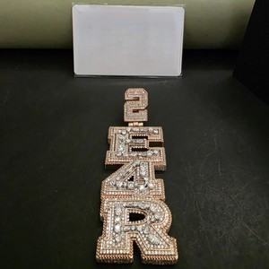 Most Selling Rose Gold Plated Pendant Necklace with Lab Created Diamond <b>Iced</b> <b>Out</b> Letter Design Unisex Hiphop Style Jewelry - Product Image 3