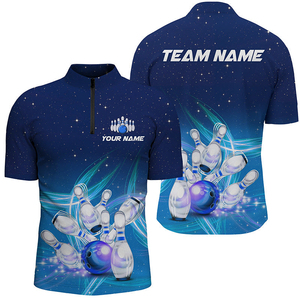 Chemise de bowling en maille fabriquée en usine à faible MOQ, col mandarin, motif imprimé par transfert thermique, 220g, 100% polyester respirant - Product Image 3