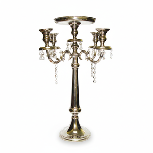 Candelabro de Primera Calidad para 5 Velas con Plato para Velas, Decorativo, de Metal, con Cuentas de Cristal, para Mesa, Ecológico - Product Image 1