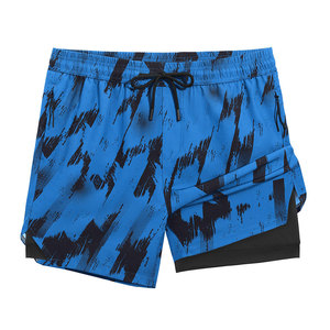 Shorts de sport décontractés pour hommes, confortables et sans coutures, avec cordon de serrage, tricotés, respirants, séchage rapide, écologiques, haute élasticité, personnalisables, pour activités sportives - Product Image 1