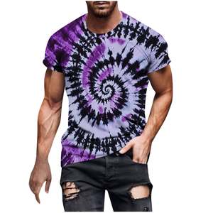 Men's Regular Fit Tie Dye T-Shirt Festival Hippie <b>Tops</b> Vintage <b>Distressed</b> Printed Streetwear Crewneck for Daily Wear 100% Cotton - Product Image 4