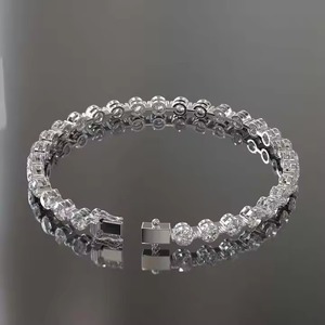 New Round Shape Lab Grown Diamond Tennis Bracelet Bezel Setting 18K White Gold Diamond Bracelet for Both <b>Men</b> and Women - Product Image 5