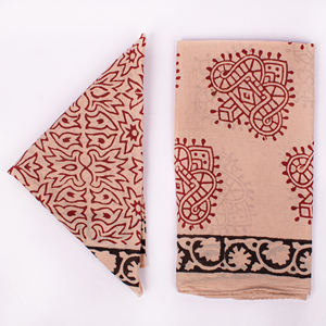 ผ้าพันคอคราฟท์ไจปุร์ลายเรขาคณิต ย้อมสีธรรมชาติ หรูหรา เป็นมิตรกับสิ่งแวดล้อม ผ้าฝ้ายระบายอากาศได้ดี ใช้ได้ทุกฤดู เหมาะสำหรับการเดินทาง - Product Image 1