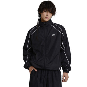 High Quality Windbreaker Men's Nylon Track <b>Jacket</b> Oversized Lightweight White Stripe-Side Zip-up <b>Waterproof</b> Nylon men's <b>jackets</b> - Product Image 5