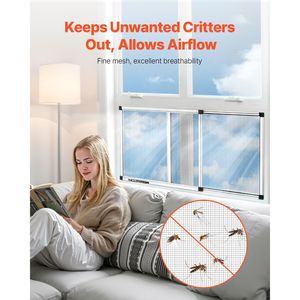 มุ้งลวดหน้าต่างแบบปรับได้ โครงอะลูมิเนียม ขนาด 15 นิ้ว สูง x 21-40 นิ้ว กว้าง 2 แพ็ค ตาข่ายแบบขยายได้ ทนทาน สำหรับประตูและหน้าต่าง - Product Image 2