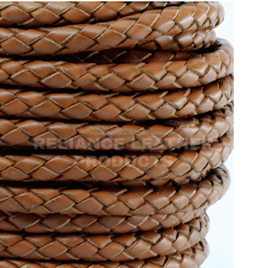 5mm Brown Shine Large Volume Genuine <b>Braided</b> Leather <b>Cord</b> Round Factory Direct Wholesale Jewelry Craft Material - Product Image 3