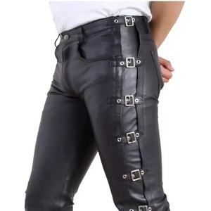 Pantalon Homme en Cuir Véritable Mi-lourd Décontracté de Haute Qualité, Élégant, Brillant, avec Poches, Imperméable, Fermeture Éclair, Automne, Vente en Gros - Product Image 6