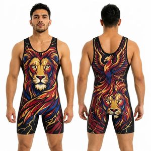 Singlet de Lucha Libre con Ilustración de León en Bronce Blanco, Sublimado, Suave, Elástico y de Primera Calidad - Product Image 5