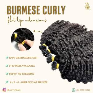 Extensiones de cabello de punta plana rizadas birmanas de color natural no químico ktips birmanas sin procesar vietnamitas - Product Image 5