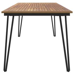 Table de jardin en bois d'acacia massif avec structure en métal thermolaqué marron et noir, mobilier d'extérieur - Product Image 4