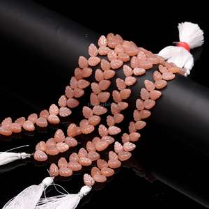 Perles de pierre de lune naturelle en forme de feuille, sculptées à la main, 10-11 mm, pour la fabrication de bijoux et accessoires - Product Image 2