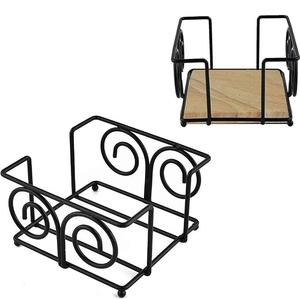 Support de sous-verres minimaliste en métal noir – Ensemble moderne de supports triangulaires en fil métallique pour sous-verres de table – Rangement pour sous-verres de salle à manger – MEILLEUR - Product Image 3