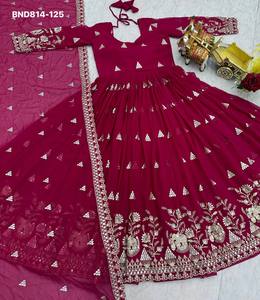 Último diseño de vestido y conjunto de dupatta de georgette sintético pesado con bordado de lentejuelas de 7 mm, proveedor de Surat, ropa étnica. - Product Image 6