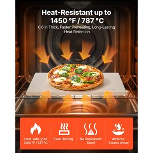 Pietra per Pizza Rettangolare Extra Large 15 X 12 in Cordierite, Spessore 0,6 cm, Resistente al Calore per Cucina, Forno, Pane, Pizza e BBQ - Product Image 3