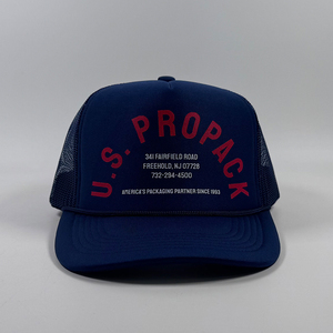 ODM Manufactured Custom logo Design Heat Transfer Printing 5 Panel for Unisex Wear Foam Mesh Silk Print <b>Navy</b> Blue Trucker Cap - Product Image 2