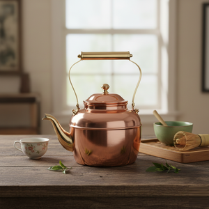 กาน้ำชาทองแดง ดีไซน์สวยงาม ทำด้วยมือ สำหรับเสิร์ฟชาในครัว ของตกแต่งบ้านระดับพรีเมียม ภาชนะสำหรับดื่ม - Product Image 1