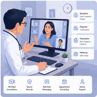Plateforme SaaS de télésanté avancée : Surveillance à distance des patients, consultation médicale en ligne, analyse en temps réel, accès sécurisé à Internet