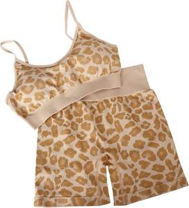 Conjunto de yoga con estampado floral sexy para mujer, chaleco y pantalones cortos con tirantes anchos y cintura elástica transpirable, ropa deportiva de verano de 2 piezas - Product Image 2