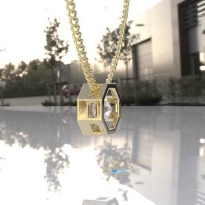 Octagon Cut Geometric Moissanite <b>Pendant</b> 14K <b>Gold</b> 2.8CT Luxury Necklace for Unisex - Product Image 6