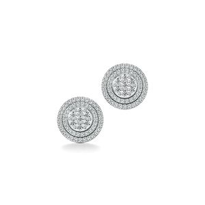 Cluster Halo Lab Grown Diamond <b>Stud</b> <b>Earrings</b> IGI Certified White D Color 14K Gold Rhodium Plated Luxury Unisex BRILLIANT DIAMANT - Product Image 3