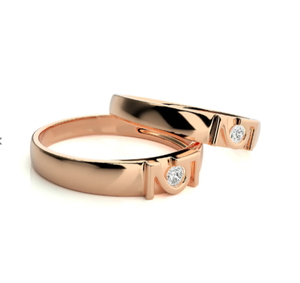 925 Sterling Silver Rose Gold Plated Minimalist <b>Couple</b> <b>Rings</b> - Product Image 3