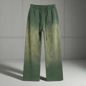 Pantalon de survêtement baggy coupe droite délavé personnalisé en coton French Terry, coupe évasée, avec logo personnalisé, pour homme, effet délavé - Product Image 4
