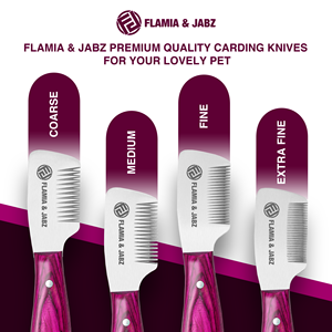 หวีสัตว์เลี้ยงสแตนเลส Flamia & Jabz ด้ามไม้ พร้อมอุปกรณ์กรูมมิ่งสุนัข มีดโกนขนสีโรสวูด สีชมพู - Product Image 2