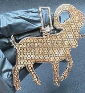 Pendentif Lettre Visage de Chèvre 3D en Moissanite, Argent 925 Plaqué Or 18K, Bijou de Luxe Hip Hop Breloque Animale pour Hommes - Product Image 5