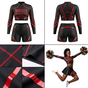 Tenue de cheerleading personnalisée en gros pour équipes All-Star : Hauts et jupes uniformes imprimés par transfert thermique avec strass scintillants sur le devant - Product Image 5