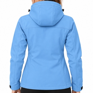 Chaqueta de exterior con capucha para mujer, de softshell, con cremallera completa, diseño de capucha ajustable, bolsillo seguro en el pecho, almacenamiento lateral práctico, ajuste flexible - Product Image 2