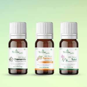 Kit de Gotas de Extracto Herbal Natural Orgánico K para el Cuidado Dental |   Suplemento Líquido de Manzanilla, Cúrcuma y Tulsi, Agua Purificada - Product Image 1