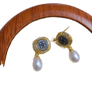 Boucles d'oreilles pendantes rétro romaines en perles étoilées, perles de millet d'eau douce avec bijoux en forme de goutte, accessoire de mode - Product Image 5