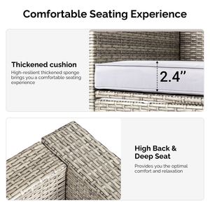 2pcs Armless Sofa Footstool Double Sofa 1pcs Coffee Table <b>Storage</b> Set Gray Gradient Rattan <b>Cushion</b> Garden Furniture - Product Image 4