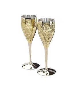 แก้วไวน์ทองเหลืองสไตล์โบราณ แกะสลักด้วยมือ ถ้วยโลหะวินเทจ ของตกแต่งโต๊ะอาหารสุดคลาสสิก - Product Image 4