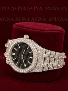 Luxury Moissanite Diamond <b>Watch</b> for Men Full Iced Out Automatic <b>Watch</b> <b>Black</b> Waffle Dial Stainless Steel Bracelet Wristwatch - Product Image 4