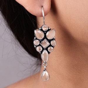 Fabricante Verificado, Venta al por Mayor, Pendientes de Moda para Mujer, Chapados en Plata Antigua, con Múltiples Piedras, para Fiestas |   Venta Directa de Fábrica - Product Image 2