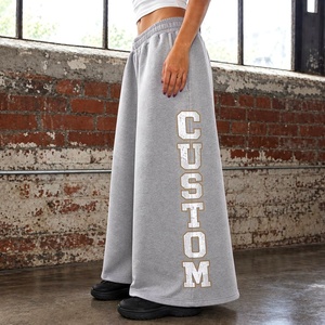 Pantalon de survêtement unisexe tendance en molleton de coton coupe ample avec impression réfléchissante personnalisée style streetwear - Product Image 5