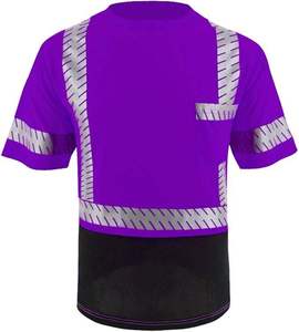 Camiseta de Seguridad Reflectante Morada para Hombre, Manga Corta, Cuello Redondo, Tejido de Punto, Corte Regular, Estilo Ropa de Trabajo, Ribete en Contraste - Product Image 2