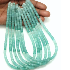 Cuentas Planas de Calcedonia Aqua Natural de 5-6 mm, Cuentas de Calcedonia Azul Cielo Lisas de 15 Pulgadas, Cuentas de Piedras Preciosas Heishi, Joyería al por Mayor - Product Image 1