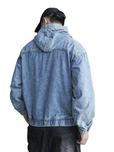 เสื้อฮู้ดยีนส์เดนิมผู้ชายขายดี สีน้ำเงินวินเทจ แบบสวมหัว มีกระเป๋าจิงโจ้ ปักโลโก้ได้ ผ้าฝ้าย 100% - Product Image 6
