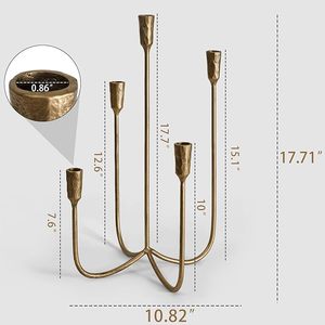 Candelabro de Metal de Hierro Fundido para 5 Velas, Portavelas para Eventos de Boda, Soporte de Candelabro en Latón Dorado - Product Image 4