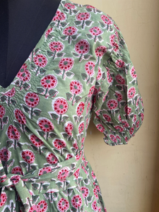 Vestido Maxi de Algodón 100% con Estampado Floral y Bordado a Mano para Otoño, Vestido Largo de Algodón Indio para Mujer a Precio de Fábrica - Product Image 2