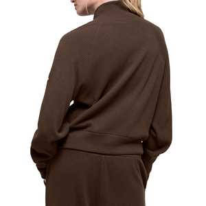 Trendy Waffle Knit <b>Mock</b> <b>Neck</b> <b>Top</b> Jogger Set Women 2 piece set Cotton Blend Thermal Lounge Wear Textured Athleisure custom OEM - Product Image 2