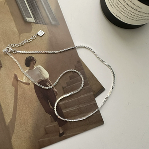 S925 sterling silver Korean minority design black agate simple square pendant Korean fashion <b>ring</b> collar chain - Product Image 5