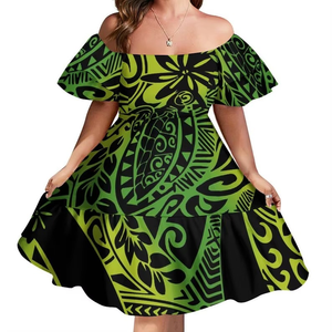 Vestido Corto de Estilo Retro con Diseño Tribal Polinesio, Diseño Samoano de Lujo, Vestido de Fiesta con Mangas con Volantes y Antiarrugas, Gran Venta - Product Image 4