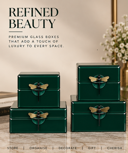 Coffret de rangement pour bijoux en verre vert émeraude avec poignée libellule noire, finition brillante, doublure douce, organisateur décoratif pour souvenirs - Product Image 3