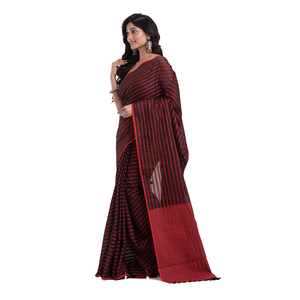 Nouvelle collection de saris en soie/coton tissés à la main, légers et écologiques, gris et noir, motif Buti, design élégant pour les mariages féminins - Product Image 5