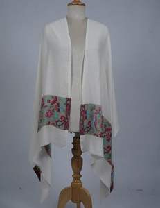 Châle en cachemire et laine fine VIC pour femme, élégant, avec bordure florale tissée, doux, chaud, de qualité supérieure, 70 x 200 cm - Product Image 1